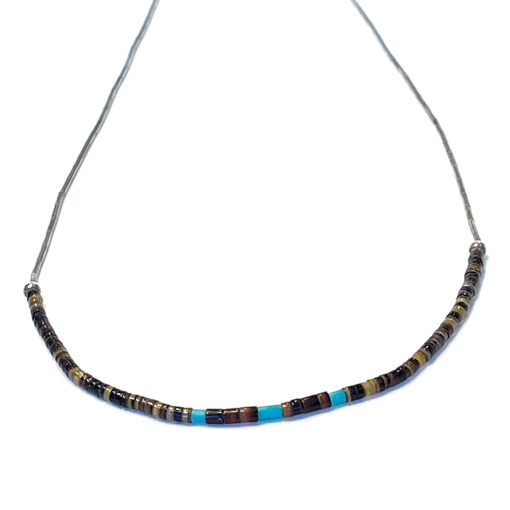 Vintage Native American Silver and Beaded Necklace